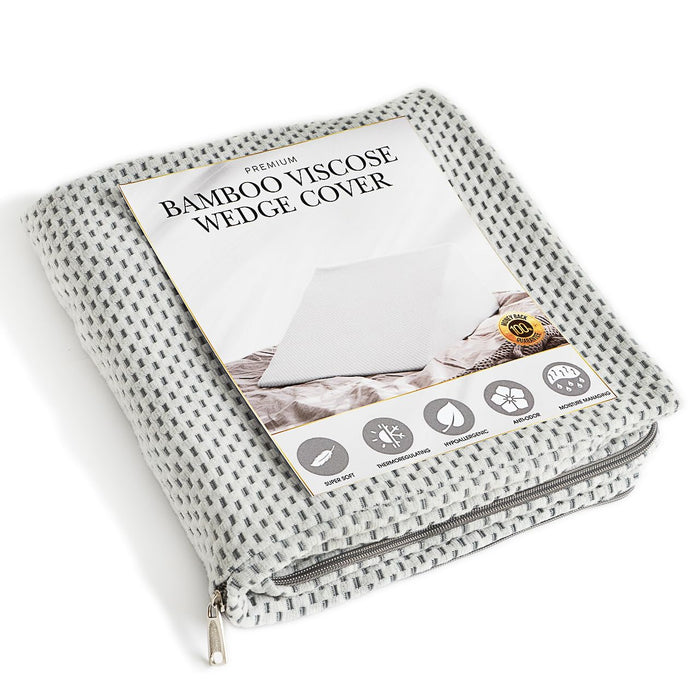 PLANETOFBAMBOO Bamboo Viscose top Layer Replacement Wedge Pillow Cover (24 x 24 x 10) with Zipper - Sweat-Absorbent, Moisture-Wicking, Odor-Free Wedge Pillow Case (Gray)