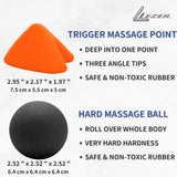 LEZER, Trigger Massage Point, Manual Massage Ball, Muscle Knots Relief Tool, Myofascial Release, Physical Therapy, Plantar Fasciitis, Set of 2 (Orange Trigger and Black Ball)