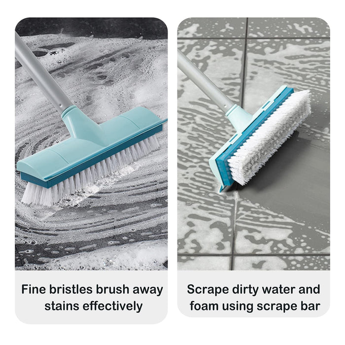 BOOMJOY Floor Scrub Brush with Long Handle -50" Stiff Brush, 2 in 1 Scrape and Brush,Tub and Tile Brush for Cleaning Bathroom, Patio, Kitchen, Wall and Deck