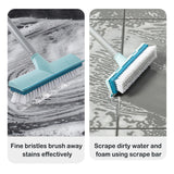 BOOMJOY Floor Scrub Brush with Long Handle -50" Stiff Brush, 2 in 1 Scrape and Brush,Tub and Tile Brush for Cleaning Bathroom, Patio, Kitchen, Wall and Deck