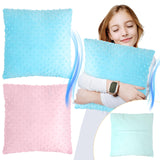 Kigley 2 Pcs Vibrating Pillow Pressure Activated Sensory Pillow for Kids 12 x 12 Massage Pillow with Textured Stimulation Bumps for Relieve Pain Stress Autistic Children Preschool Home (Blue, Pink)