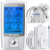 TEC.BEAN Tens Ems Unit 24 Modes Muscle Stimulator for Pain Relief Therapy, Rechargeable Electronic Pulse Massager Muscle Massager with 8 Pads Great for Treating Pain and Muscle Relief