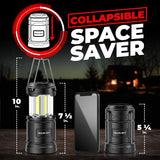 GearLight Camping Lantern - 2 Portable LED Battery Powered Lantern with Magnetic Base and Foldable Hook for Emergency Use or Campsites, Essential Hurricane Survival Kit with Batteries