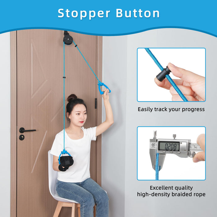 Fanwer Shoulder Pulley for Physical Therapy, Over The Door Pulley for Shoulder Rehab, Overhead Arm Exercise Pulleys for Rotator Cuff Recovery, Frozen Shoulder. Shoulder Rehab Pulley System Device