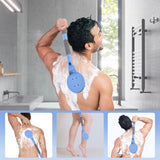 Back Scrubber Anti Slip for Shower, 21.7” Detachable Back Bath Brush for Shower, Back Scrubber, Exfoliation and Improved Skin Health for Elderly with Limited Arm Movement, Disabled (21.7” Blue)