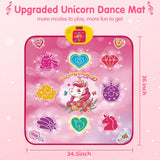 maysida Unicorn Dance Mat Toys for 3-12 Year Old Girls, Dance Pad with LED Lights, Built-in Music, 6 Game Modes, Electronic Dancing Mat as Christmas Birthday Gift for 3 4 5 6 7 8 9+ Girls (Pink)