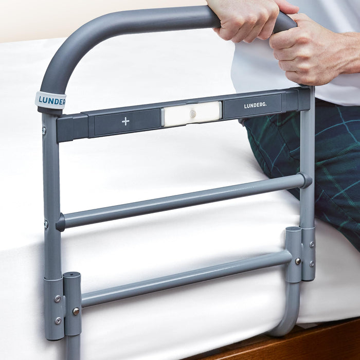 Lunderg Bed Rails for Elderly Adults Safety - Large - with Motion Light & Non-Slip Handle - Railings for Seniors & Surgery Patients - The Bed Cane Fits Any Bed & Makes Getting in & Out of Bed Easier