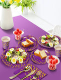 Nkaiso 141 Pieces Purple Gold Party Supplies, Party Dinnerware Sets Include Paper Plates Napkins Cups Silverware, for Wedding Bridal Shower Engagement Birthday Parties Decoration -20 Serves