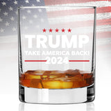 Patriots Cave Trump 2024 Trump Take America Back 2024 | 11 oz Bourbon Whiskey Rock Glass | Old Fashioned Whiskey Tasting Glasses For Men | Retirement Gifts For Men | Made In USA