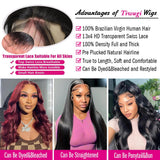 Tiwugi Body Wave Lace Front Wigs Human Hair Pre Plucked 13x4 HD Lace Frontal Wigs Human Hair 180% Density Body Wave Glueless Wigs Human Hair for Women 20 Inch