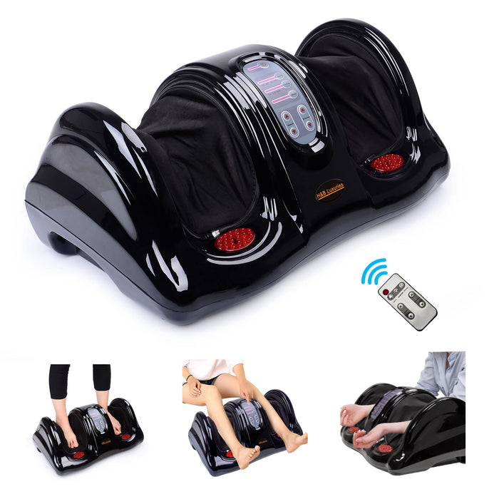 Electric Shiatsu Foot Massager Machine for Neuropathy Pain and Circulation, Deep Kneading Rolling Feet and Calf Leg Massage for Plantar Fasciitis Relief, Gifts for Men Women Father Mom Parents, Black