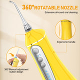 Water Dental flosser for Teeth Cleaning - Rechargeable Cordless Oral Irrigator 4 Modes 6 Tips IPX 7 Waterproof Portable Teeth Cleaner Pick for Home Trave（Yellow）