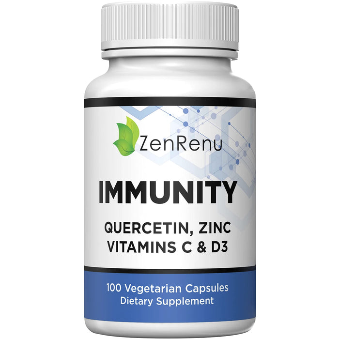 Zenrenu Quercetin Zinc Vitamin C Vitamin D - 6 in 1 Immunity Vitamins with Curcumin for Immune Defense & Antioxidant Support - Easy to Absorb Immunity Booster, 100 Vegetarian Capsules