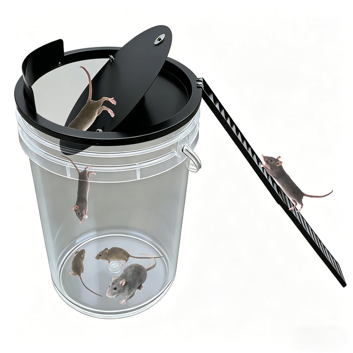 Bucket Lid Mouse Trap Metal 5 Gallon Bucket lid,Strong Metal Material That Cannot be Bitten, auto Reset, (Black)