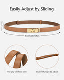 ANHAISHUILV Women's Skinny Leather Belt with Adjustable Golden Turn-Lock Buckle - Ideal for Dresses, Jeans, and Coats