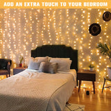 JMEXSUSS 600 LED Christmas Curtain Lights Outdoor, 9.5x19.6ft Christmas String Lights Plug in with Remote, 8 Modes Wall Hanging Lights for Bedroom Party Backdrop Wedding Christmas Decor, Warm White