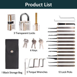 28PCS Lock Picking Set with 3 Transparent Training Locks and Manual and Zip Case for Lockpicking, Portable Lock Picking Tool Kit for Beginner and Locksmith