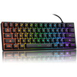 MageGee Mini 60% Gaming Keyboard, RGB Backlit 61 Key Ultra-Compact Keyboard, TS91 Ergonomic Waterproof Mechanical Feeling Office Computer Keyboard for PC, MAC, PS4, Xbox ONE Gamer(Black)