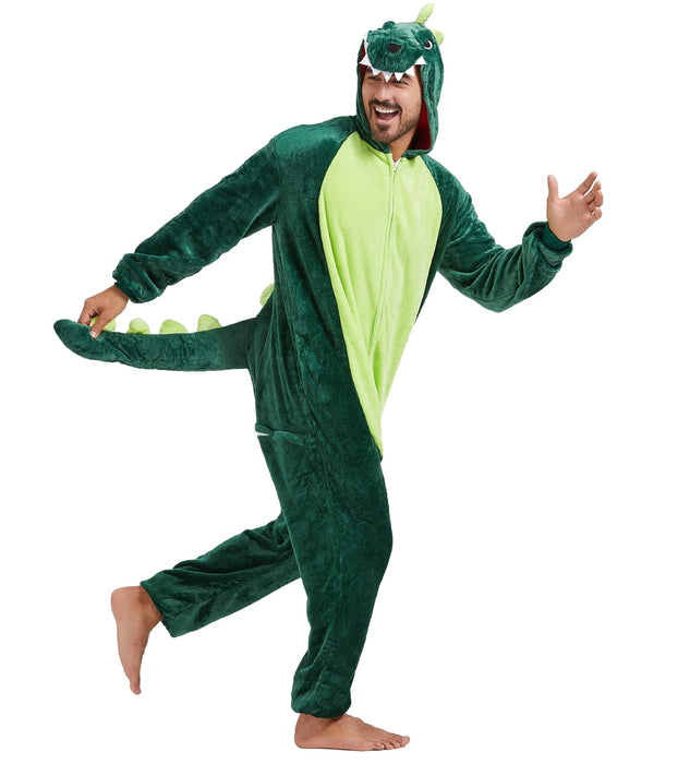 QUCH Adult Onesie Costume-Unisex Animal Onesies for Adults Hallowee Costume, Halloween Onesie Adult Onesie Pajamas for Women Dinosaur XL