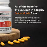 NanoCumin Theracurmin Supplement [1 Month Supply] Anti-Inflammatory, Supports Joint Health, 300 mg Curcumin, 90mg Theracurmin, Highest Bioavailabile Curcumin, Turmeric