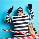 URATOT Halloween Robber Costume Set, Include Striped Long Sleeve T-Shirt Knit Cap Gloves Canvas Bags and Eye Mask