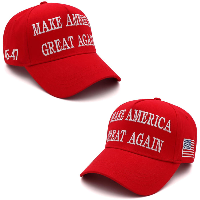 2 PCS Trump 2024 MAGA Hat, Trump Hat Make America Great Again Donald Trump Slogan Hat USA Flag 45-47 MAGA Baseball Cap