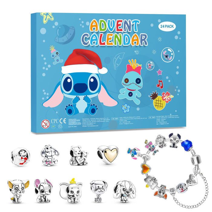 Myouth Advent Calendar 2024 Christmas 24 Days Countdown Calendar with 2 Diy Bracelet and Unique Cute Cartoon Charm Christmas Holiday Ornament Gift