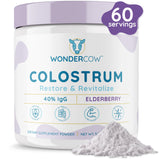 WonderCow Colostrum Supplement Powder for Gut Health, Immune Support, Muscle Recovery & Wellness | 40% IgG Highly Concentrated Pure Bovine Colostrum Superfood, Gluten Free, Elderberry 60 Servings