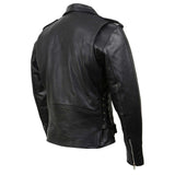 Milwaukee Leather SH1011 Black Classic Brando Motorcycle Jacket for Men Made of Cowhide Leather w/Side Lacing - Small