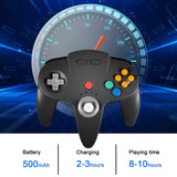 Wireless N64 Controller, 2.4GHZ Retro Wireless Remote Joystick Rechargeable Game Pad Controller Compatible with N64 System Video Console (Black)