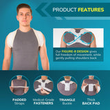 BraceAbility Clavicle Support Brace - XL Figure 8 Upper Back Brace Posture Corrector for Women and Men, Shoulder Straightener, Kyphosis Relief, Sling for Injuries and Fractures (Extra Large)