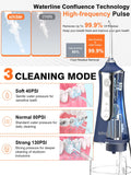 Water Dental Flosser Tools for Teeth Rechargeable Portable Water Flosser Dental Oral Irrigator Cleaning Cordless with Tongue Scraper Travel Bag Waterproof (Dark Blue)