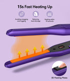 Terviiix Ceramic Pencil Flat Iron for Edges, 3/10 Inch Skinny Hair Straightener with LCD Digital Display, Mini Flat Iron for Pixie & Beard, Small Flat Irons for Short Hair, Auto Shut Off, Purple