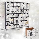 Juegoal Black Advent Calendar, 11.8 Inch Christmas Wooden Advent Calendar with 25 Large Drawers, Christmas Countdown Calendar 2024, Premium Wood Hand Painted Refillable Advent Cute Holiday Decoration