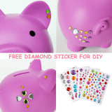 PJDRLLC Piggy Bank, Unbreakable Plastic Money Bank, Coin Bank for Girls and Boys, Medium Size Piggy Banks, Practical Gifts for Birthday, Easter, Christmas (Light Purple)