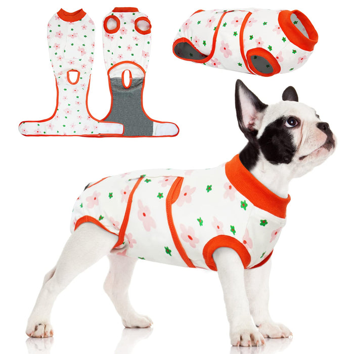 FUAMEY Recovery Suit for Dogs After Surgery,Soft Breathable Dog Bodysuit E-Collar & Cone Alternative Surgical Suit,Male Female Dog Neuter Spay Suits Anti Licking Wounds Onesie Red Flower L