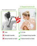 Fanwer 27.5” Back Bath Brush Long Handle for Shower and Silicone Body Scrubber, Shower Back Scrubber with Curved Handle for Elderly, Disabled, Limited Mobility, Post-Surgery, Frozen Shoulder