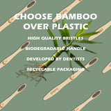 ISSHAH Biodegradable Eco-Friendly Natural Compostable Bamboo Toothbrushes, FSC Certified and PETA approved - Pack of 8