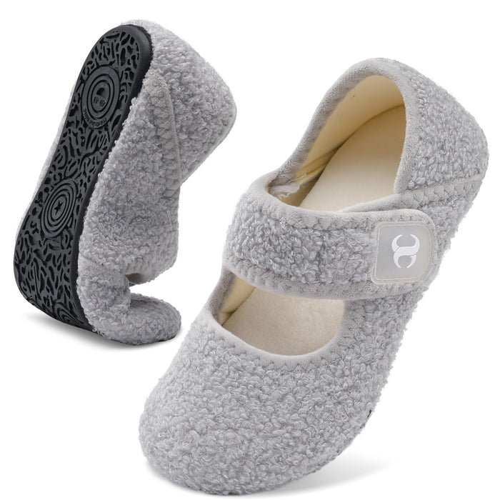 Barefoot Slippers Elderly Women Senior Mom Diabetic Slippers Slip On Woman's Slippers Indoor Bootie Slippers Women for Summer Fall Winter Grey Size