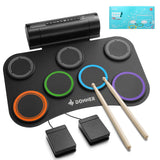 Donner Electric Drum Set Upgrated, 7 Pads Electronic Drum Pad Roll Up Quiet Drum Pad Built-in Speaker, 40 Drum Lessons Included, Kids Holiday Christmas & Birthday Gift Instrument Toys(DED-20R) New