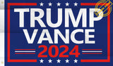 WENWELL Trump Vance 2024 Flag Double-Sided 3x5 Ft - Make America Great Again Trump Vance '24 Presidential Campaign Banners for car Boat Outdoor,Premium 3-Ply Durable Material,Blue