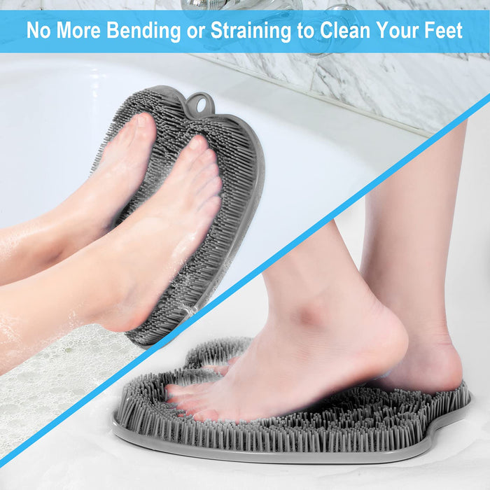 BESKAR XL Large Foot Scrubber Mat for Use in Shower - Shower Foot Cleaner to Eliminate Calluses Dead Skin, Foot Massager Mat for Men & Women to Soothe Achy Feet, Non Slip Suction Cups