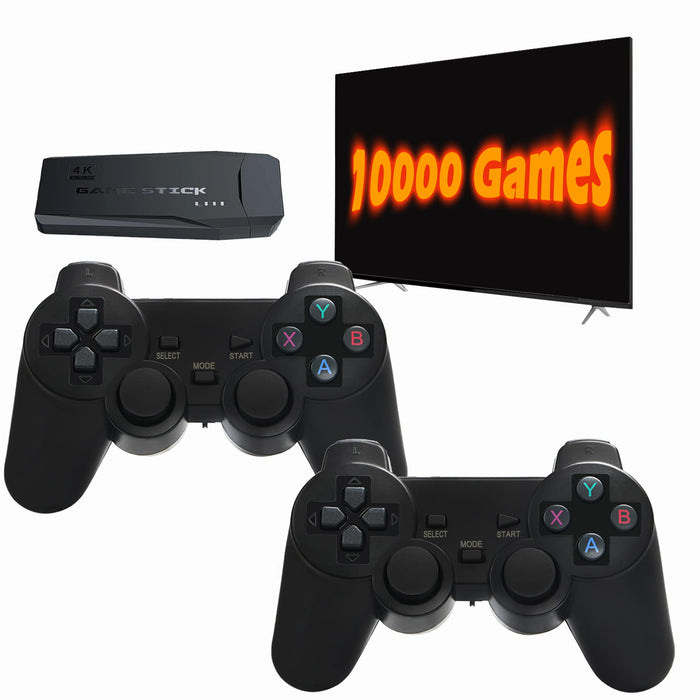 Nikodocr Retro Game Console, Plug & Play Video TV Retro Stick with 10000+ Games, 9 Emulators, 4K HDMI Output, Dual Controllers(64G)