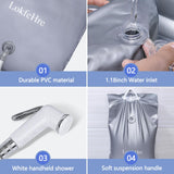 LOKFEHRE Bedside Shower Water Bag - 2.5 GL Portable Water Shower Bag For Hair Washing In Bed. Use with Inflatable Shampoo Basin, Inflatable Hair Washing Basin, Inflatable Bathtub For Elderly (Silver)