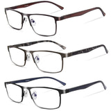 Lcbestbro 3 Pack Business Blue light Blocking Reading Glasses for Men, 1.25 Metal Readers