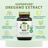 PURE SYNERGY SuperPure Oregano Extract | Oregano Oil Extract Capsules | Organic Oregano Oil and Leaf Extract Supplement | for Immune, Digestive, and Respiratory Health (60 Capsules)