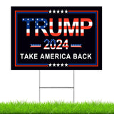 Oligei Trump Yard Signs, Larger Trump 2024 Yard Sign 18" X 24", Trump Yard Signs 2024 Double Sided Fade Resistant, Take America Back Trump Signs for Yard Heavy Duty Metal H-Frames