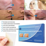 Aroamas Scar Professional Soft Silicone Scar Sheets Strips, Soften and Flattens Scars Resulting from Surgery, Injury, Burns, C-Section and More [3"x1.57", 8 Sheets for 4 Month Supply]