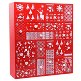 Juegoal Red Advent Calendar with 24 Drawers Countdown to Christmas, Refillable Wooden Advent, 15 Inches Tall