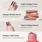 Medicube Glass Glow Skin Collagen Set | Gifts Box For Women Men | 4 Step with Collagen Toner, Bubble Serum, Serum, Jelly Cream | Niacinamide, Collagen & Hyaluronic Acid | Skin Radiance & Elasticity